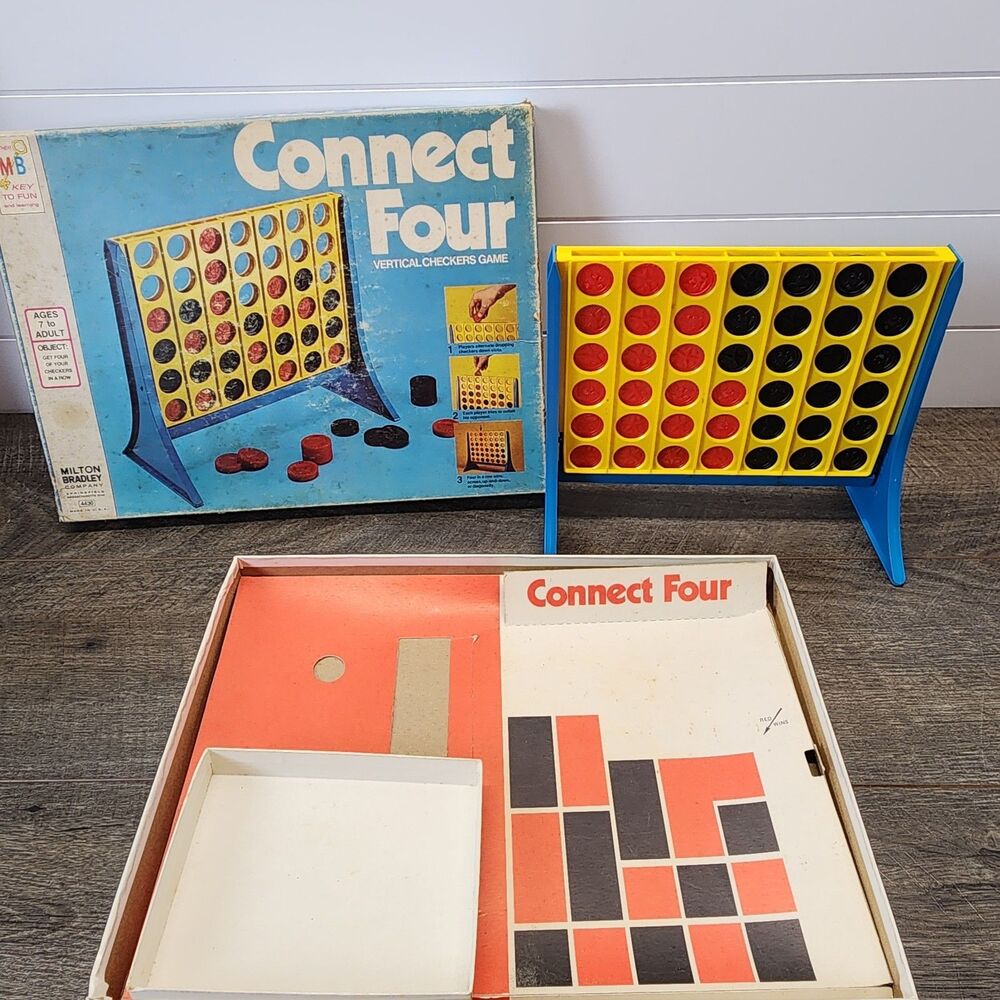 VINTAGE 1978 Connect Four 4 Milton Bradley w/ Red & Black Chips COMPLETE
